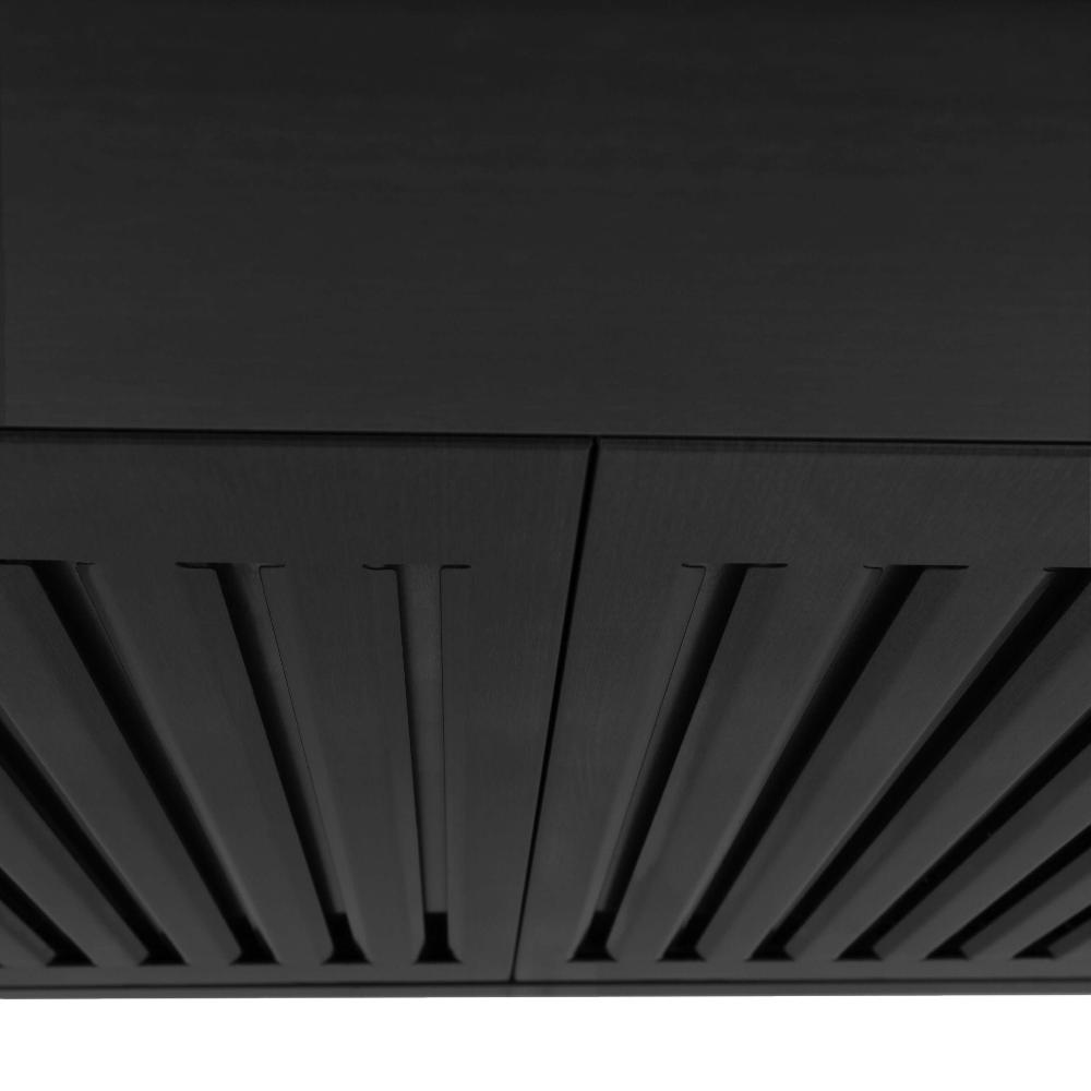 ZLINE Kitchen Package with Black Stainless Steel Refrigerator, 48 in. Dual Fuel Range, Range Hood, and Microwave Drawer (4KPR-RABRH48-MW)