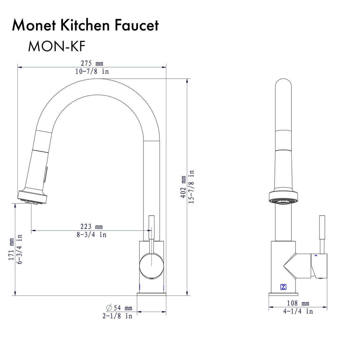 ZLINE Monet Kitchen Faucet in Polished Gold (MON-KF-PG)