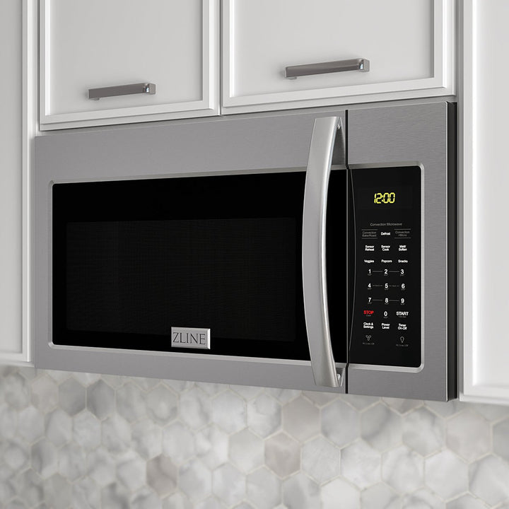 ZLINE 30" 1.5 cu. ft. Over the Range Microwave in Stainless Steel with Modern Handle And Set of 2 Charcoal Filters, MWO-OTRCF-30
