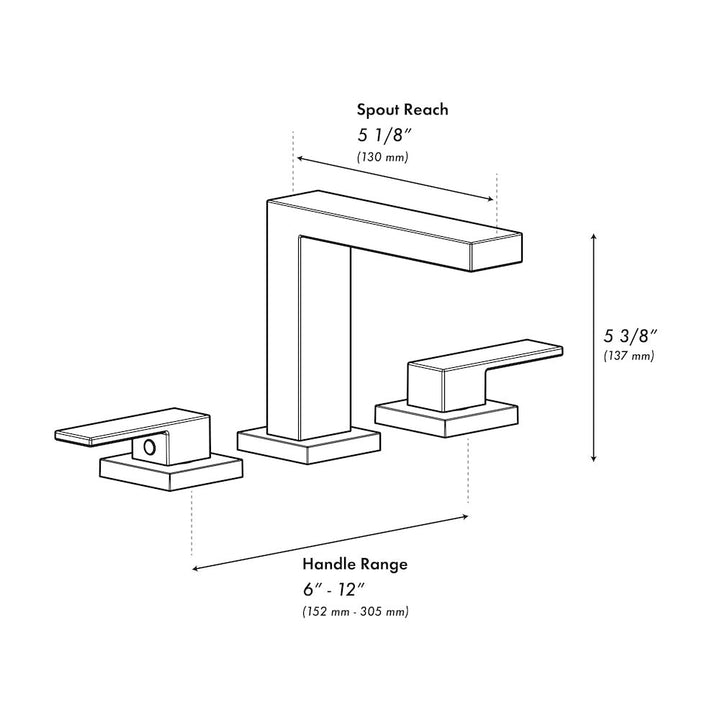ZLINE Palisades Modern Widespread Bath Faucet in Matte Black (RBCN3-BF-MB)