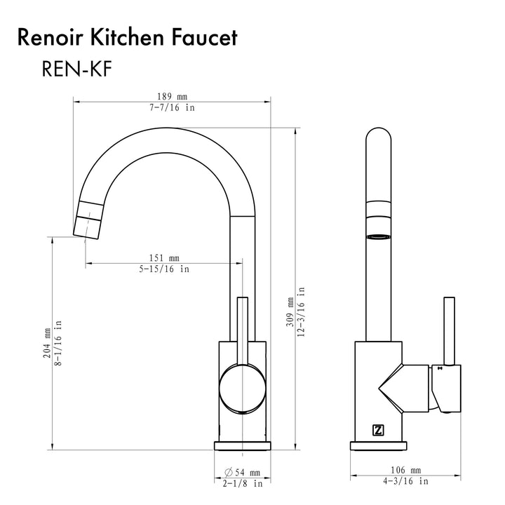 ZLINE Renoir Kitchen Faucet in Chrome (REN-KF-CH)