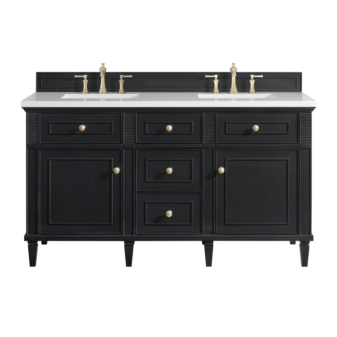 Lorelai 60" Double Vanity, Black Onyx w/ 3 CM White Zeus Silestone Top