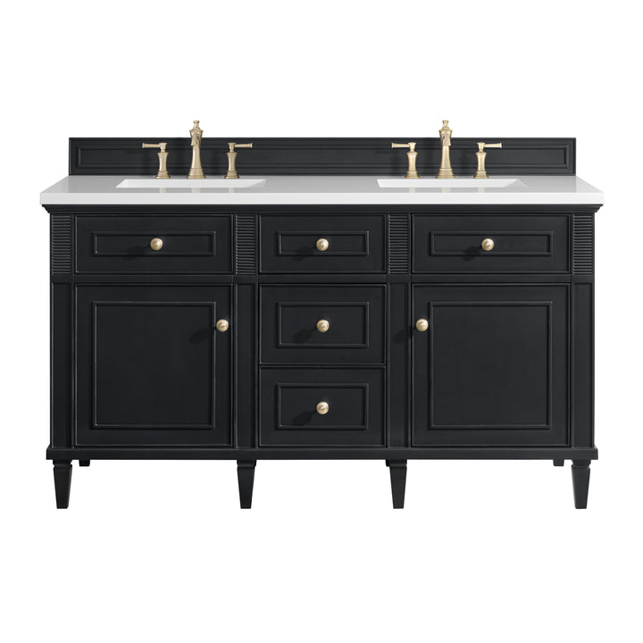 Lorelai 60" Double Vanity, Black Onyx w/ 3 CM White Zeus Silestone Top