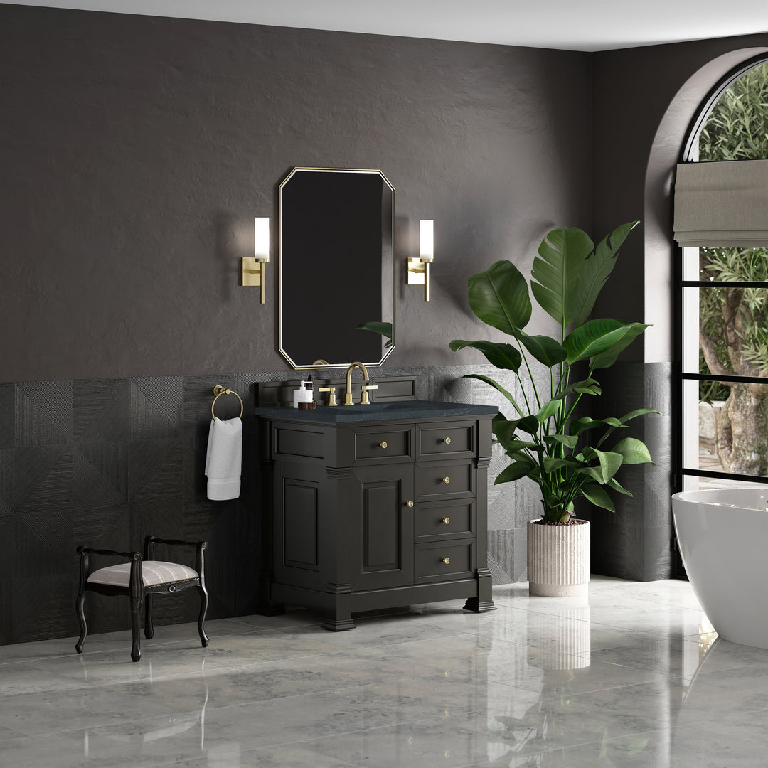 Brookfield 36" Single Vanity, Black Onyx w/3 CM Charcoal Soapstone Silestone® Top