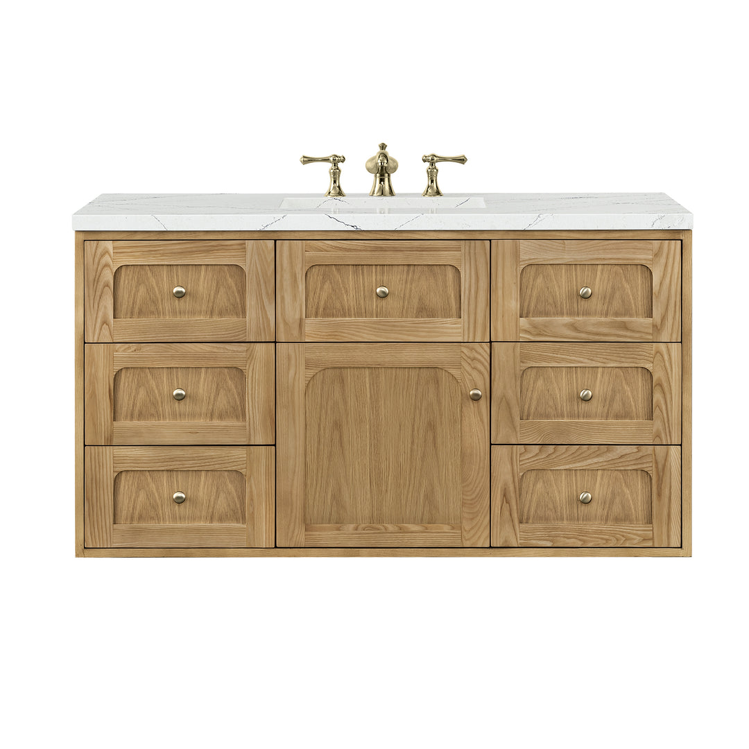 Laurent 48" Single Vanity, Light Natural Oak w/ 3 CM Ethereal Noctis Top