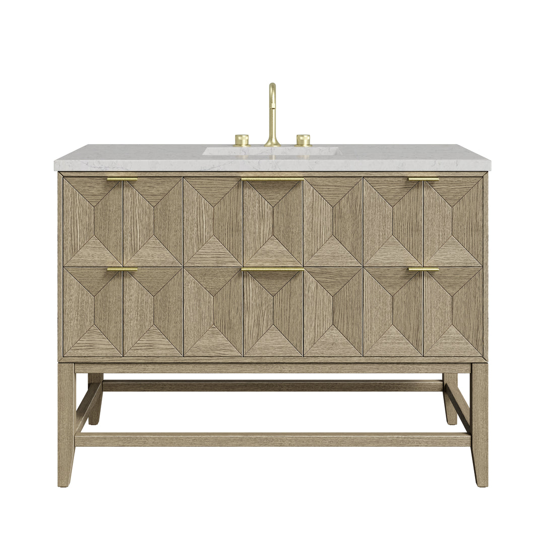 Emmeline 48" Single Vanity, Pebble Oak w/ 3 CM Eternal Jasmine Pearl Silestone Top