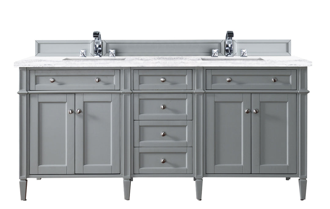 Brittany 72" Double Vanity, Urban Gray w/ 3 CM Arctic Fall Solid Surface Top