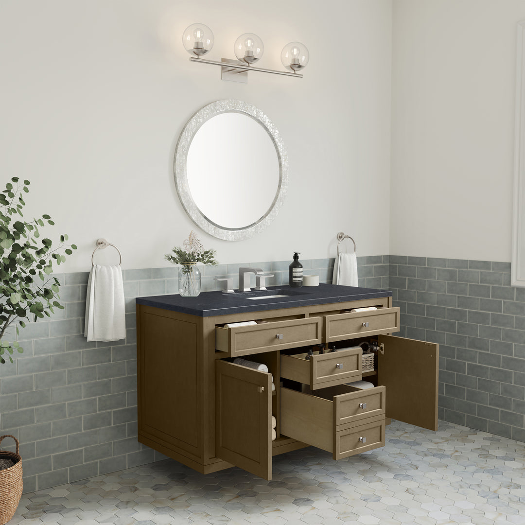 Chicago 48" Single Vanity, Walnut Whisper, w/ 3 CM Charcoal Soapstone Silestone® Top
