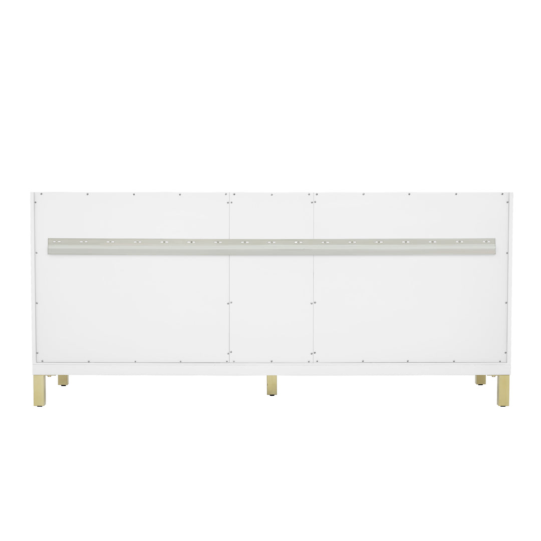 Chicago 72" Double Vanity, Glossy White, w/ 3 CM Charcoal Soapstone Silestone® Top