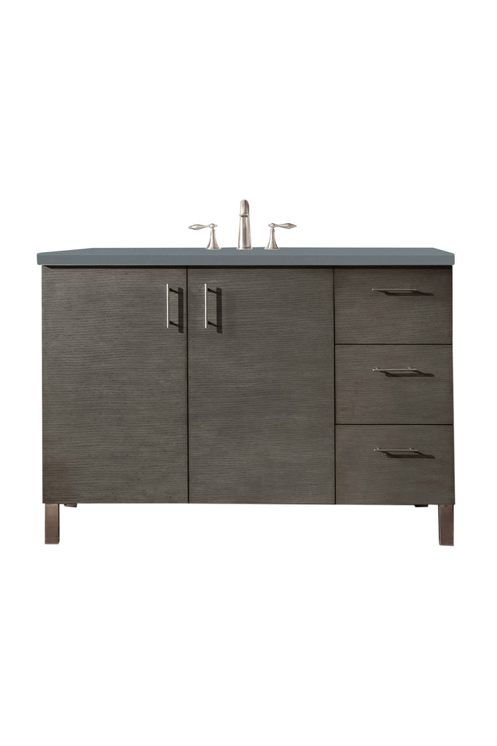 Metropolitan 48" Single Vanity, Silver Oak w/ 3 CM Cala Blue Silestone Top