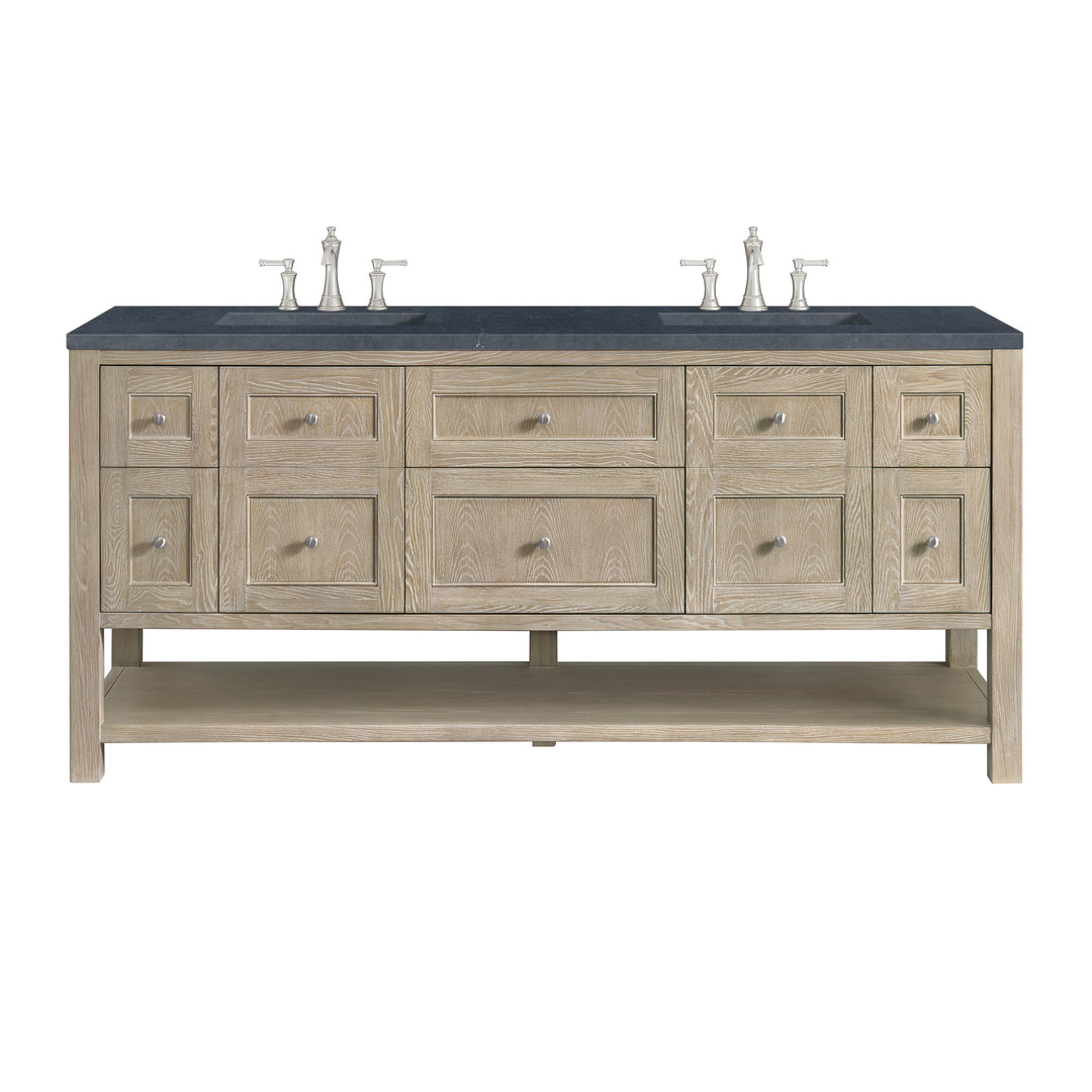 Breckenridge 72" Double Vanity, Whitewashed Oak w/ 3 CM Charcoal Soapstone Silestone Top