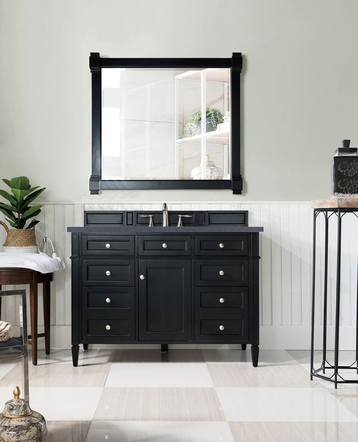Brittany 48" Single Vanity, Black Onyx w/ 3 CM Charcoal Soapstone Silestone Top