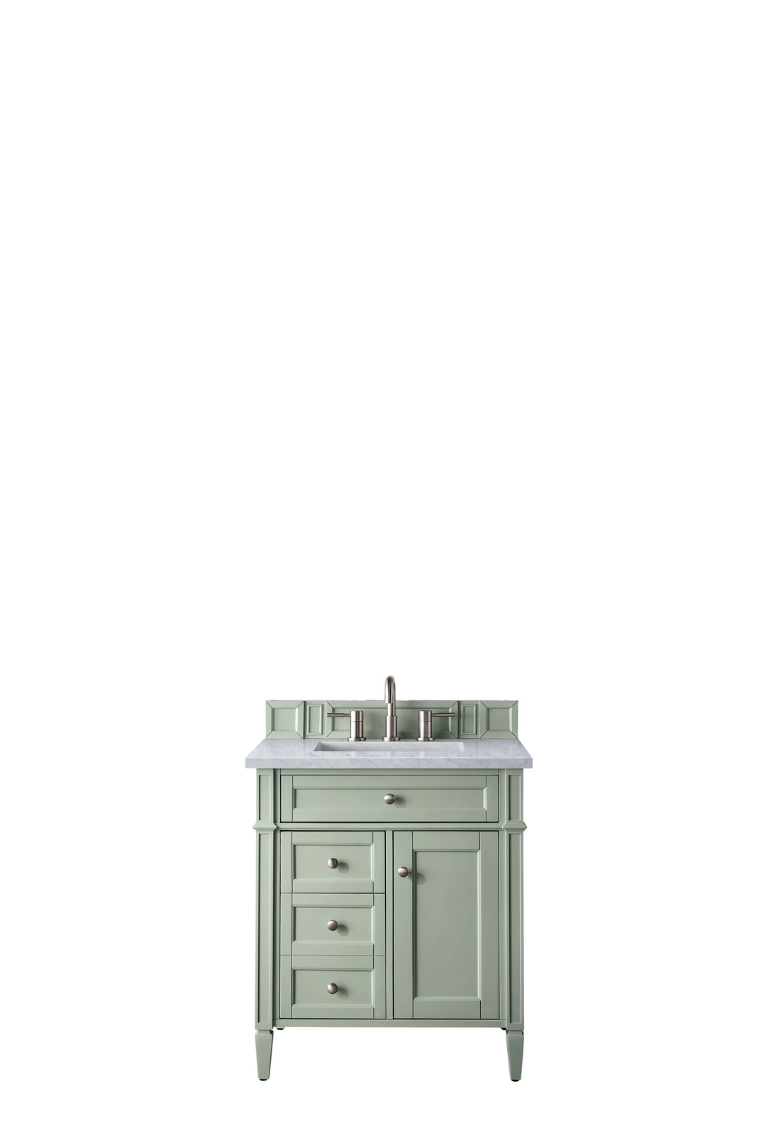 Brittany 30" Single Vanity, Sage Green w/ 3 CM Arctic Fall Solid Surface Top