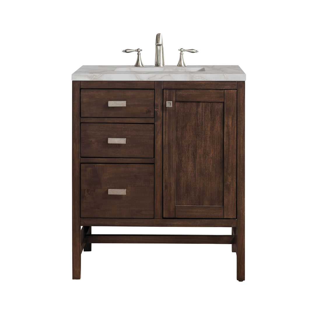 Addison 30" Single Vanity, Mid-Century Acacia w/ 3 CM Victorian Silver Silestone Top