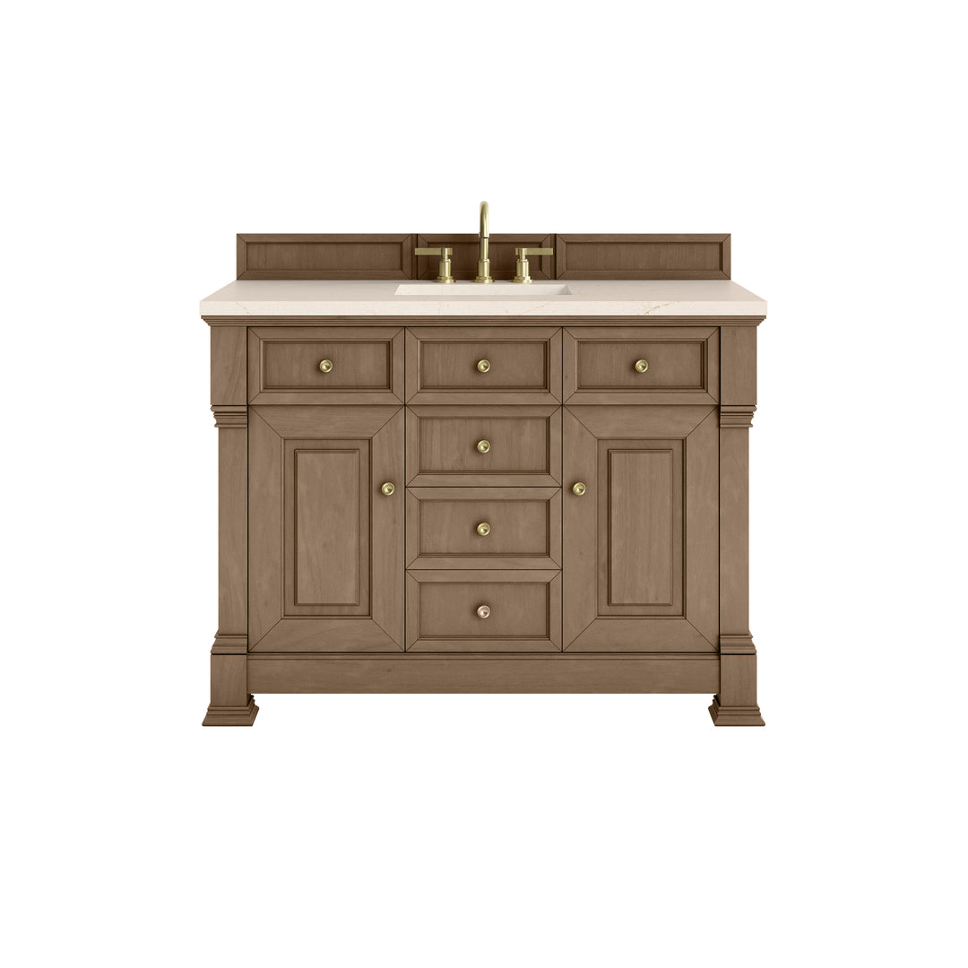Brookfield 48" Single Vanity, Pecan w/ 3 CM Eternal Marfil Silestone® Top