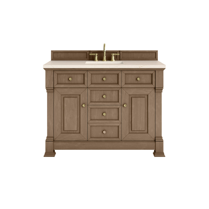 Brookfield 48" Single Vanity, Pecan w/ 3 CM Eternal Marfil Silestone® Top