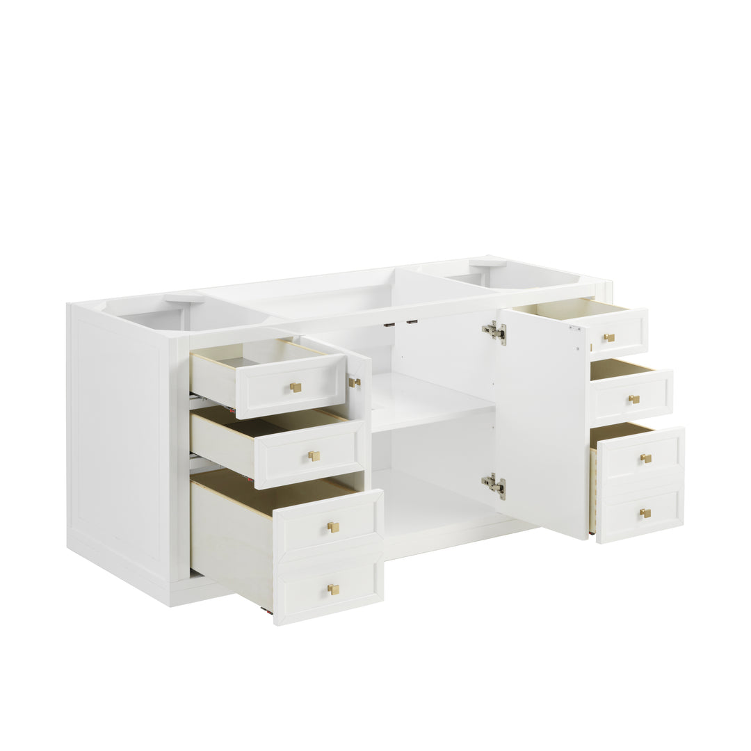 Chicago 60" Single Vanity, Glossy White, w/ 3 CM Parisien Bleu Silestone® Top