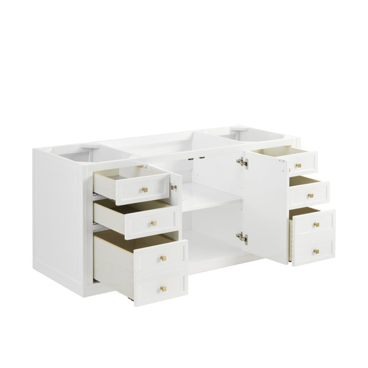 Chicago 60" Single Vanity, Glossy White, w/ 3 CM Parisien Bleu Silestone® Top