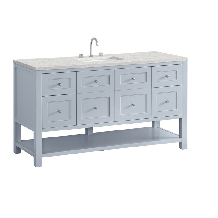 Breckenridge 60" Single Vanity, Serenity Blue, w/ 3 CM Eternal Jasmine Pearl Quartz Top