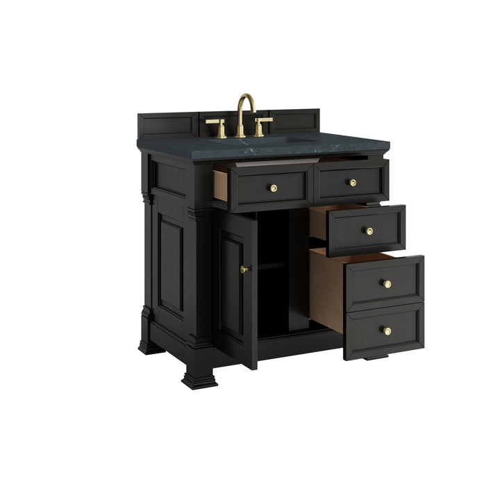 Brookfield 36" Single Vanity, Black Onyx w/3 CM Charcoal Soapstone Silestone® Top