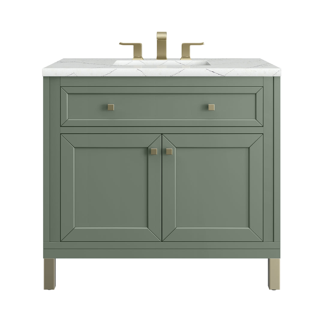 Chicago 36" Single Vanity, Smokey Celadon, w/ 3 CM Ethereal Noctis Silestone® Top