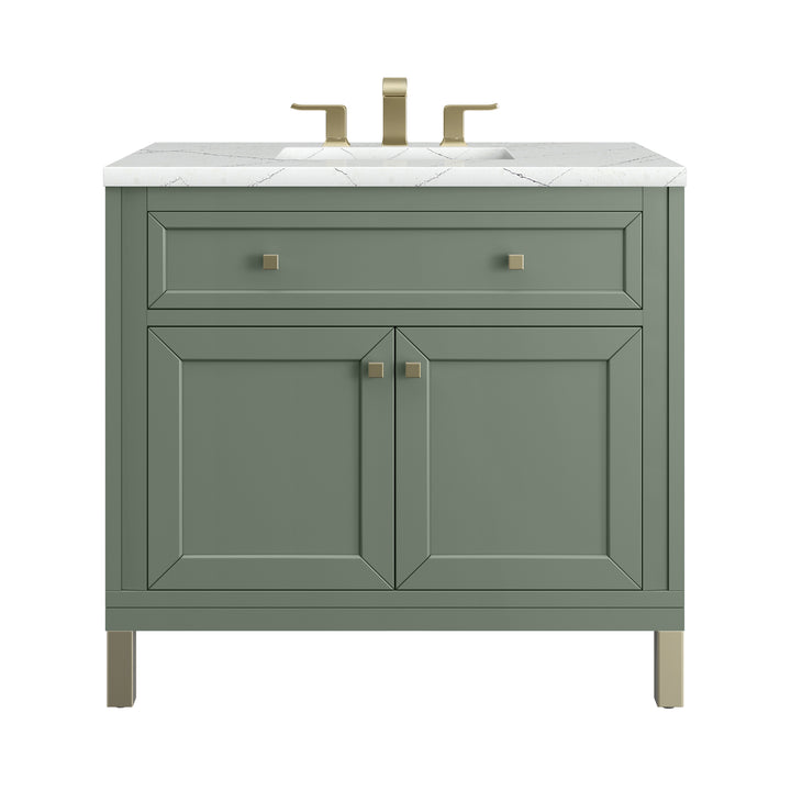 Chicago 36" Single Vanity, Smokey Celadon, w/ 3 CM Ethereal Noctis Silestone® Top