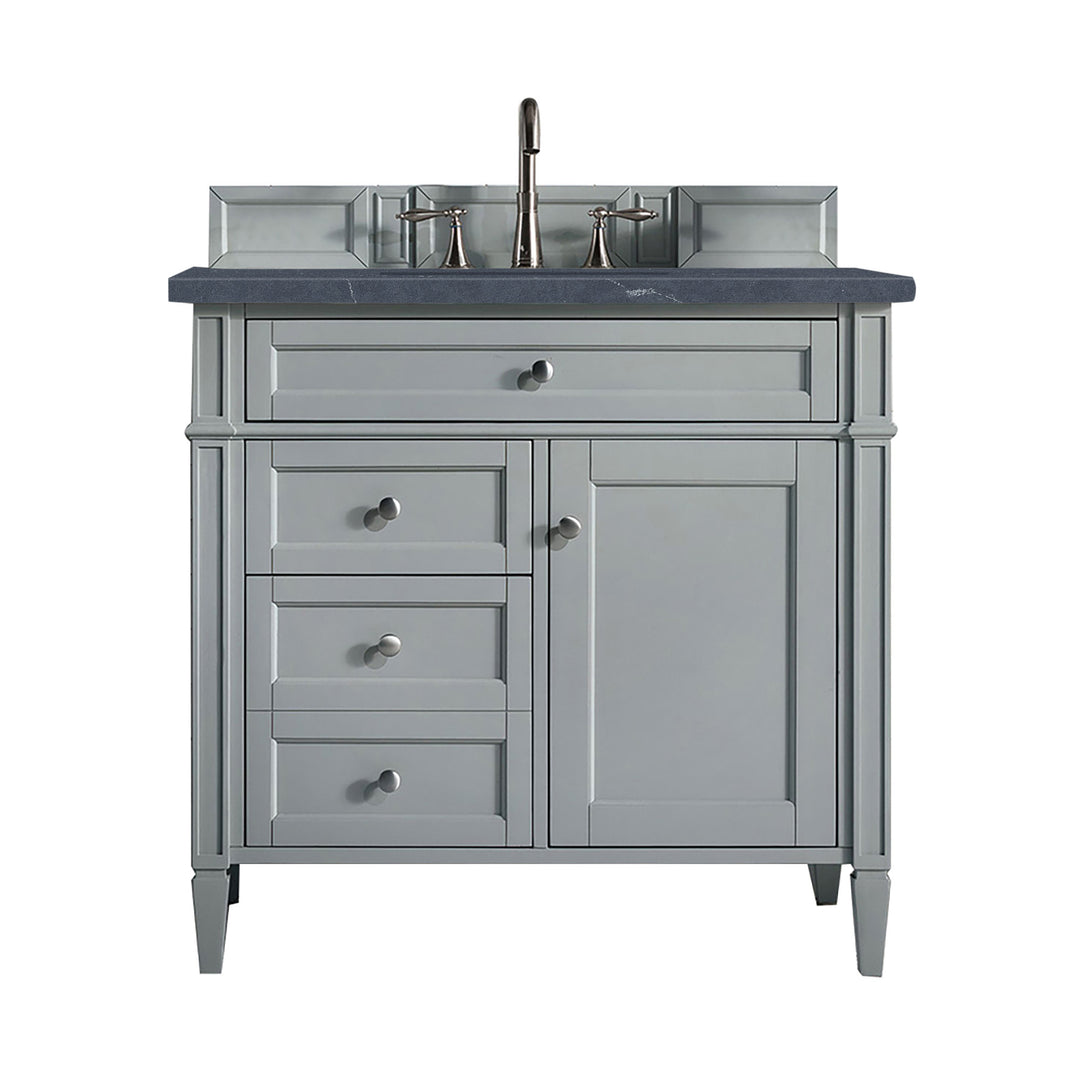 Brittany 36" Single Vanity, Urban Gray w/ 3 CM Charcoal Soapstone Silestone Top