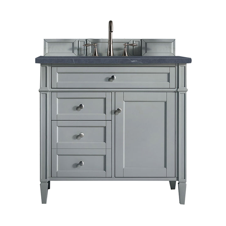 Brittany 36" Single Vanity, Urban Gray w/ 3 CM Charcoal Soapstone Silestone Top