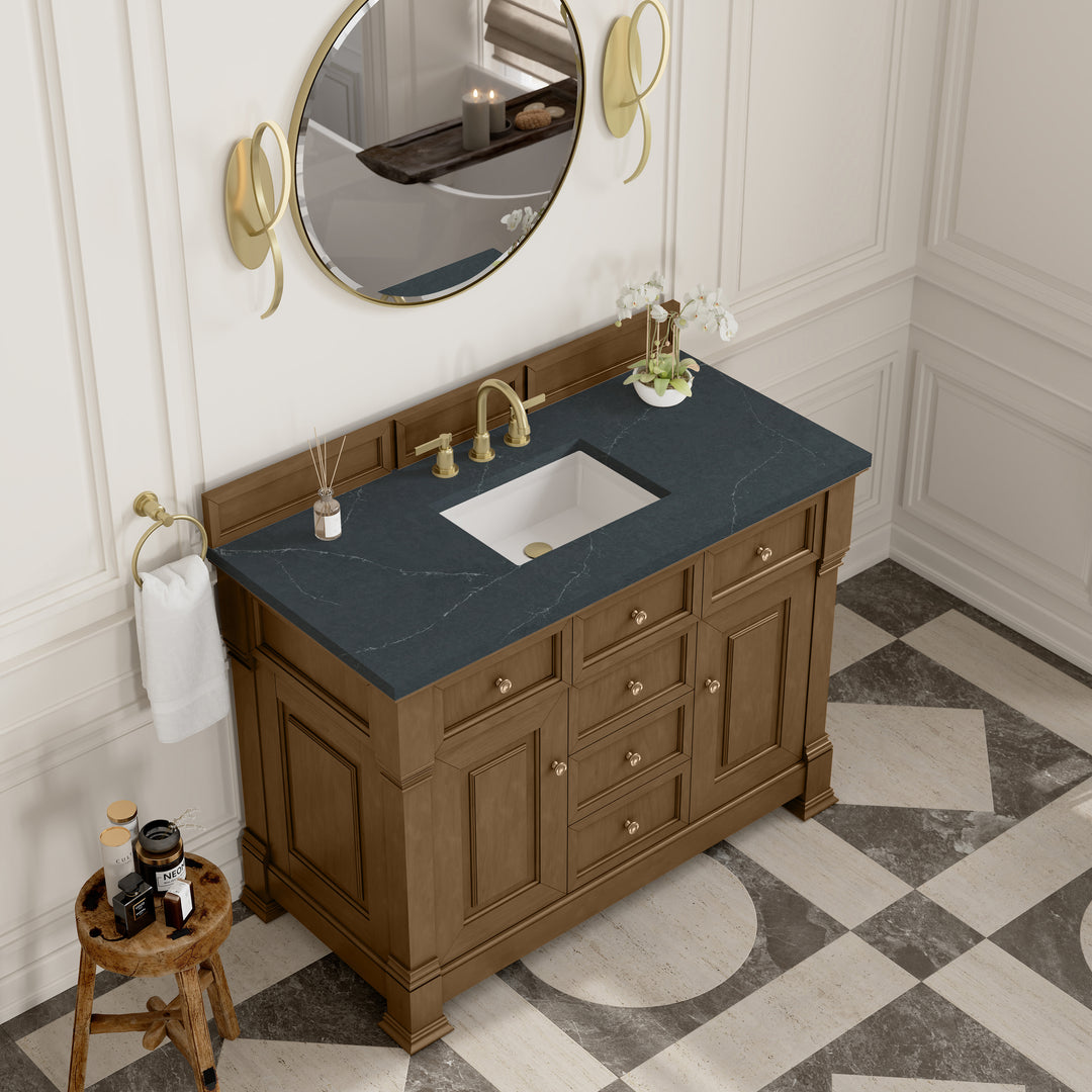 Brookfield 48" Single Vanity, Honey Oak w/ 3 CM Charcoal Soapstone Silestone® Top