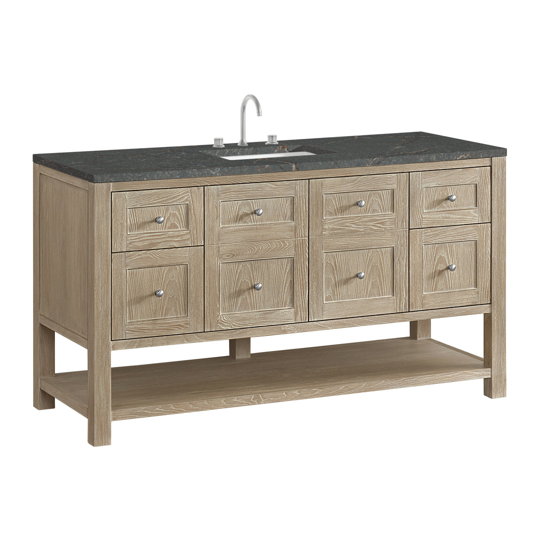 Breckenridge 60" Single Vanity, Whitewashed Oak w/ 3 CM Parisien Bleu Top