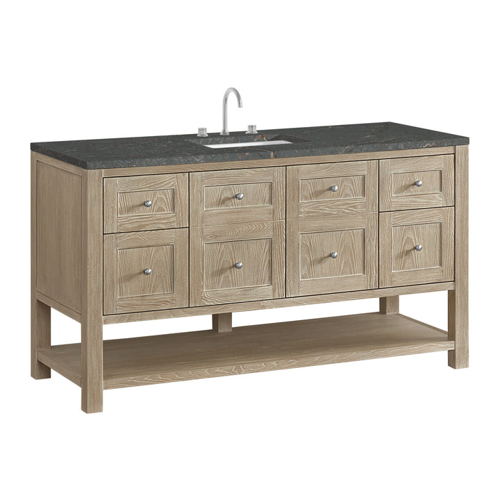 Breckenridge 60" Single Vanity, Whitewashed Oak w/ 3 CM Parisien Bleu Top