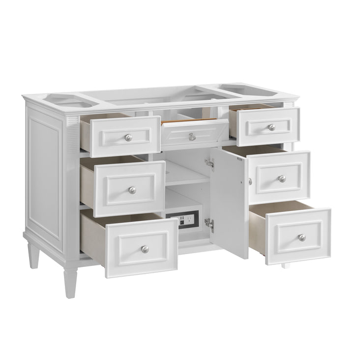 Lorelai 48" Single Vanity, Bright White w/ 3 CM Eternal Marfil Silestone Top