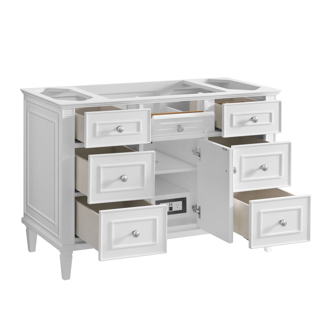 Lorelai 48" Single Vanity, Bright White w/ 3 CM Eternal Jasmine Pearl Silestone Top