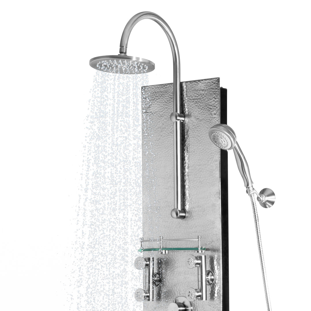 PULSE ShowerSpas Vaquero Hammered Brush Aluminum ShowerSpa (1027)