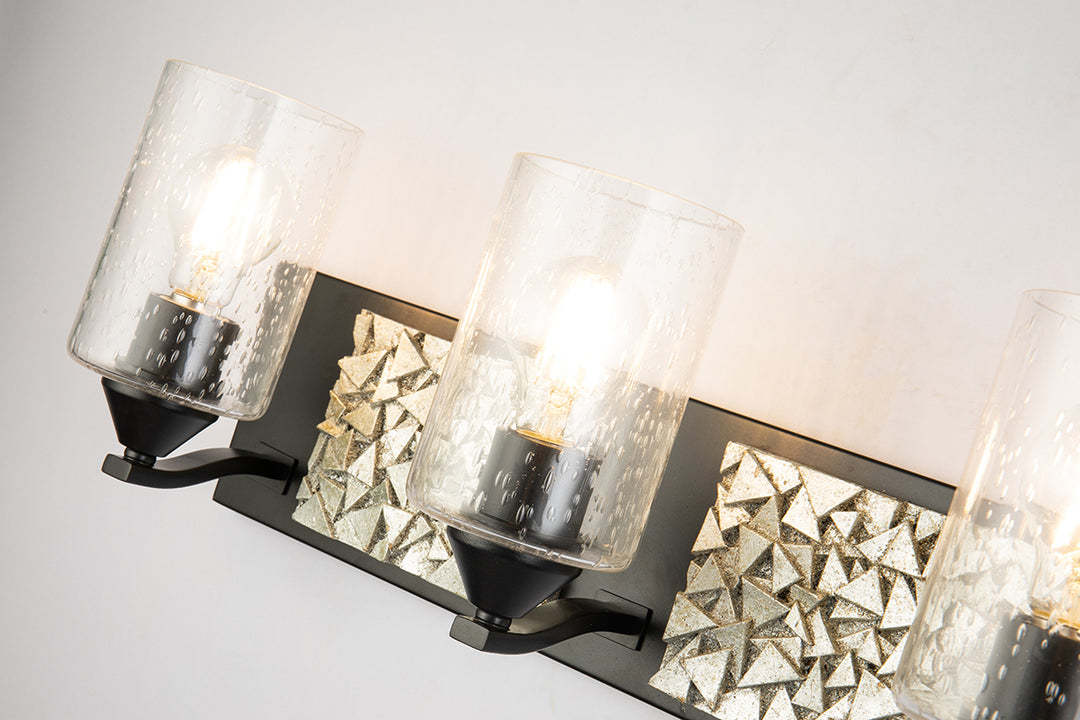 Bocage 4 Light Silver And Black Bath Bar (BB90586MB-4B1S)