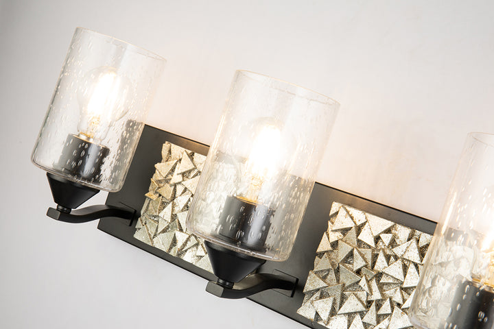 Bocage 4 Light Silver And Black Bath Bar (BB90586MB-4B1S)