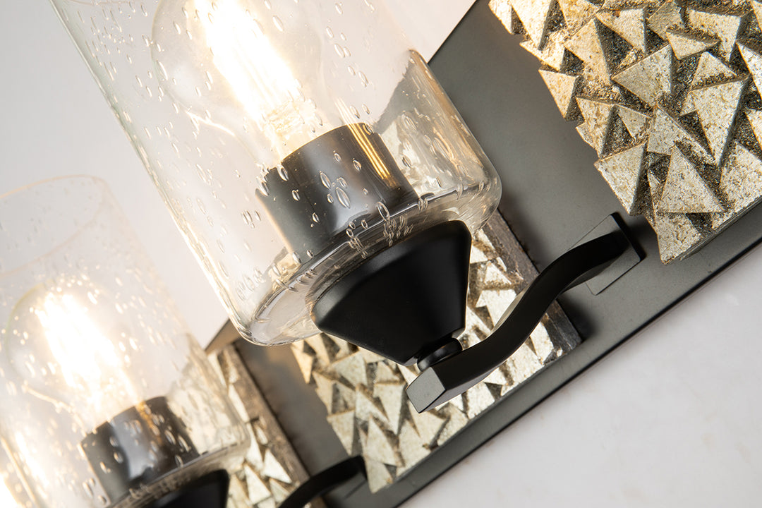 Bocage 4 Light Silver And Black Bath Bar (BB90586MB-4B1S)