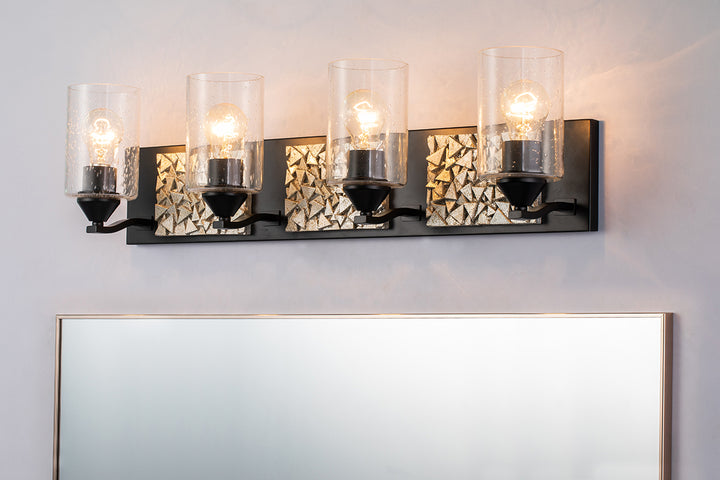 Bocage 4 Light Silver And Black Bath Bar (BB90586MB-4B1S)