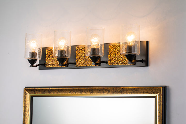 Arcadia 4 Light Bath Bar In Black And Gold (BB90587MB-4B2G)