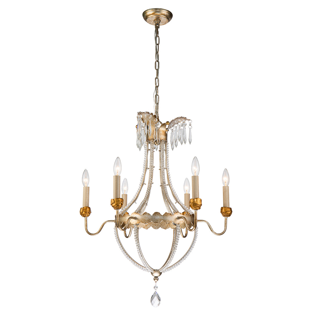 6 Light Empire Gold and Silver Chandelier (CH1035-6)