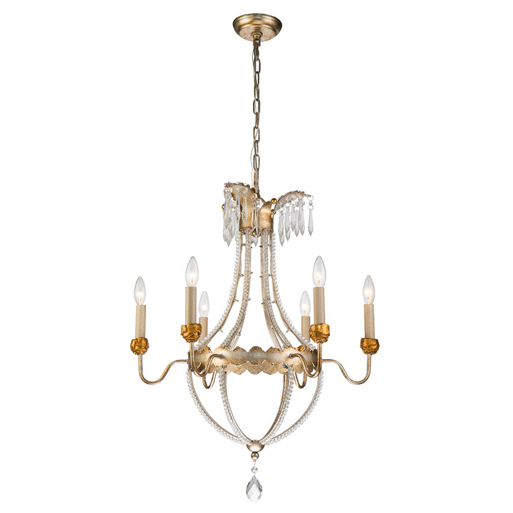 6 Light Empire Gold and Silver Chandelier (CH1035-6)