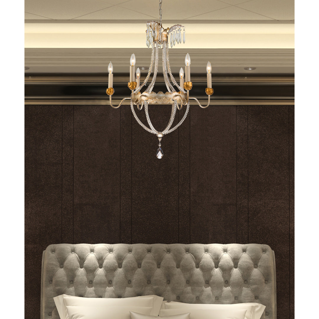 6 Light Empire Gold and Silver Chandelier (CH1035-6)