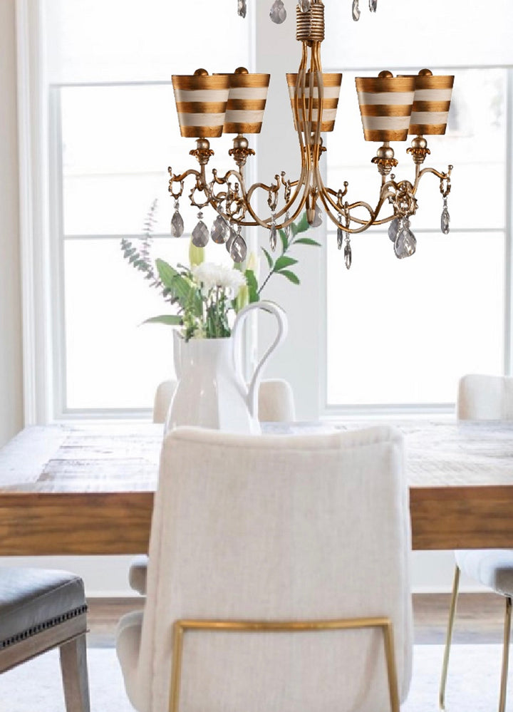 Tivoli 5 Light Striped Gold Shaded 30 In Unique Chandelier (CH1038-G)