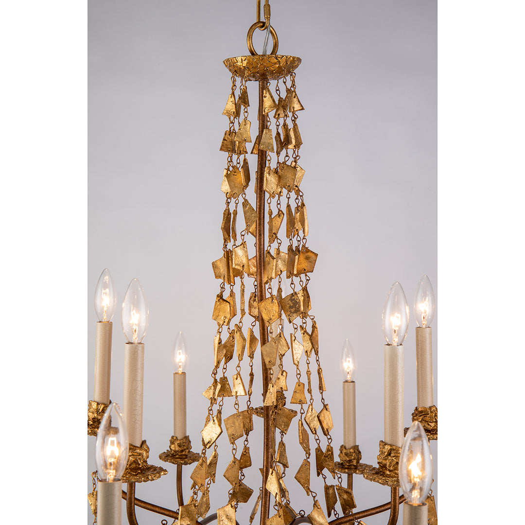 Mosaic Extra Large Antiqued Gold Flambeau Inspired 15 Light Chandelier (CH1158-15)