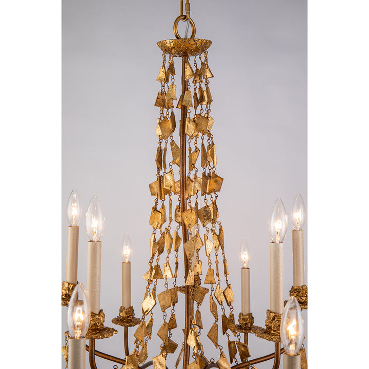 Mosaic Extra Large Antiqued Gold Flambeau Inspired 15 Light Chandelier (CH1158-15)