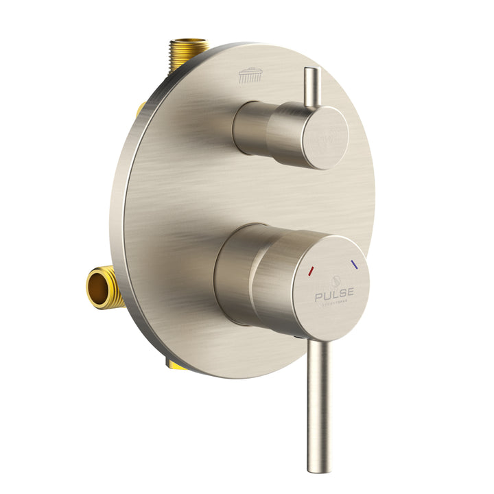 PULSE ShowerSpas Two Way Tru-Temp Pressure Balance 1/2" Rough-In Valve with Brushed Nickel Trim Kit (3005-RIVD-BN)
