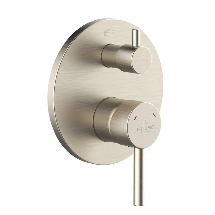 PULSE ShowerSpas Two Way Tru-Temp Pressure Balance 1/2" Rough-In Valve with Brushed Nickel Trim Kit (3005-RIVD-BN)