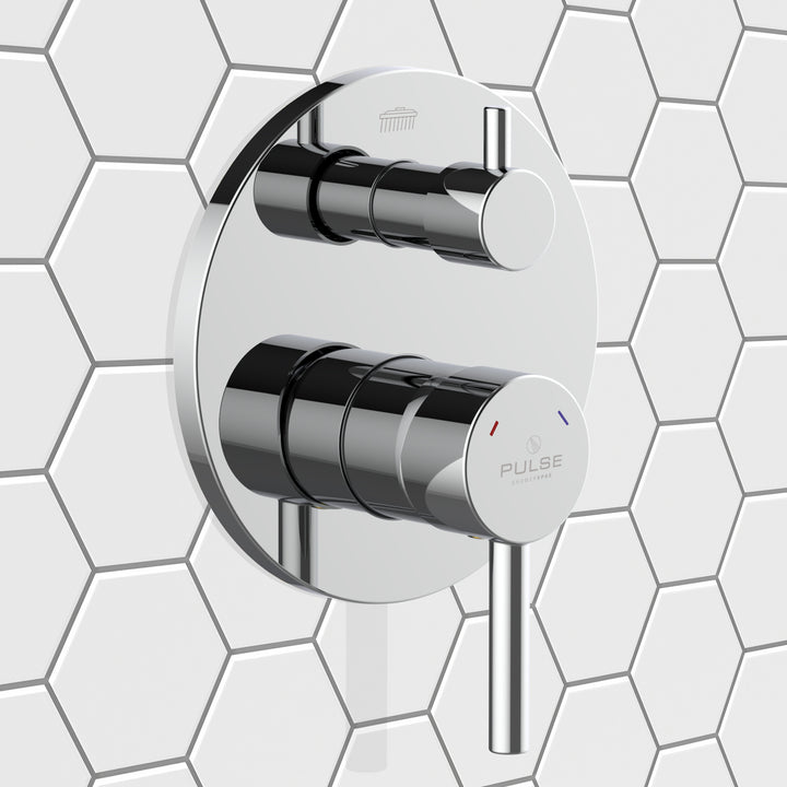 PULSE ShowerSpas Two Way Tru-Temp Pressure Balance 1/2" Rough-In Valve with Chrome Trim Kit (3005-RIVD-CH)