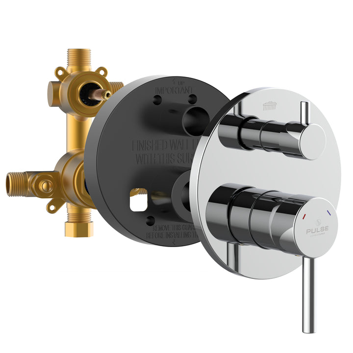 PULSE ShowerSpas Two Way Tru-Temp Pressure Balance 1/2" Rough-In Valve with Chrome Trim Kit (3005-RIVD-CH)