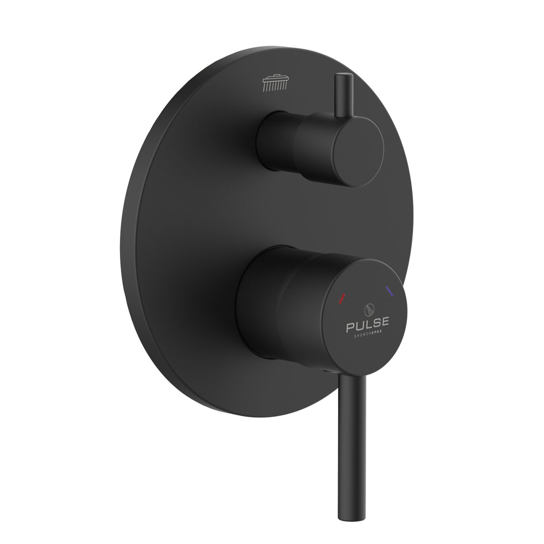 PULSE ShowerSpas Two Way Tru-Temp Pressure Balance 1/2" Rough-In Valve with Matte Black Trim Kit (3005-RIVD-MB)